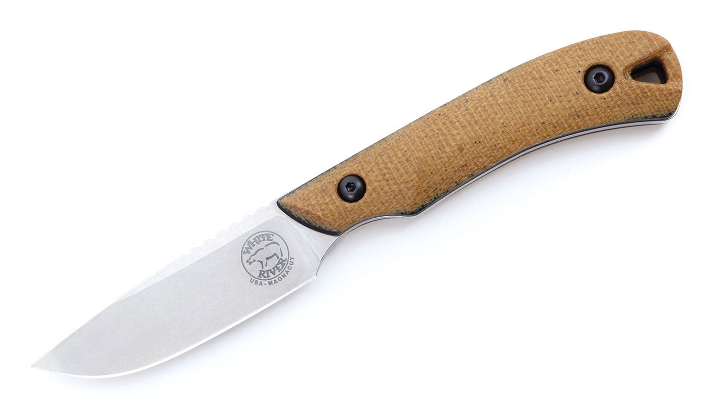 White River Axiom Natural Canvas Micarta Black Liners, Magnacut