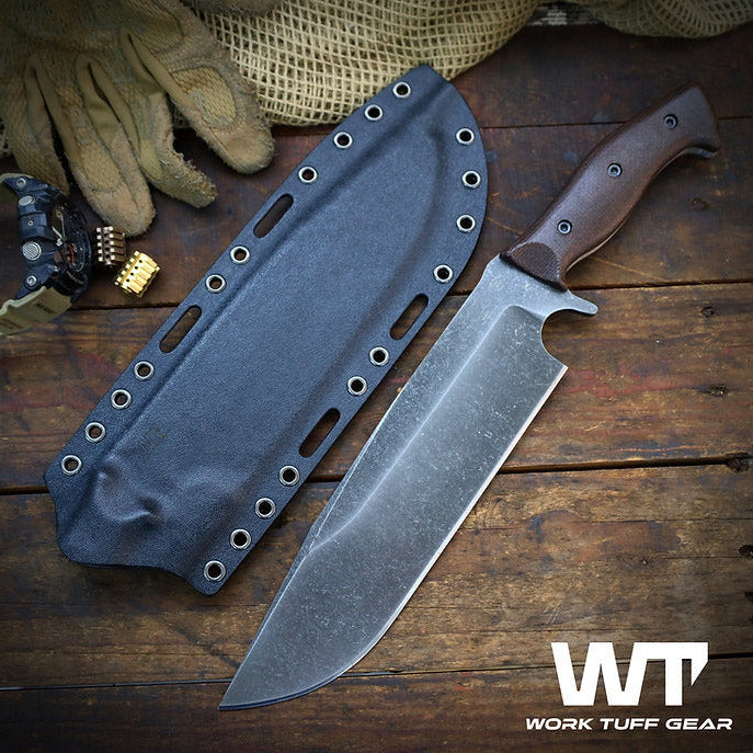 Work Tuff Gear Bear Claw Gen 2 / SKS51, Dark Washed, Brown Burlap Canvas Micarta