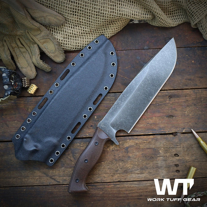 Work Tuff Gear Bear Claw Gen 2 / SKS51, Dark Washed, Brown Burlap Canvas Micarta