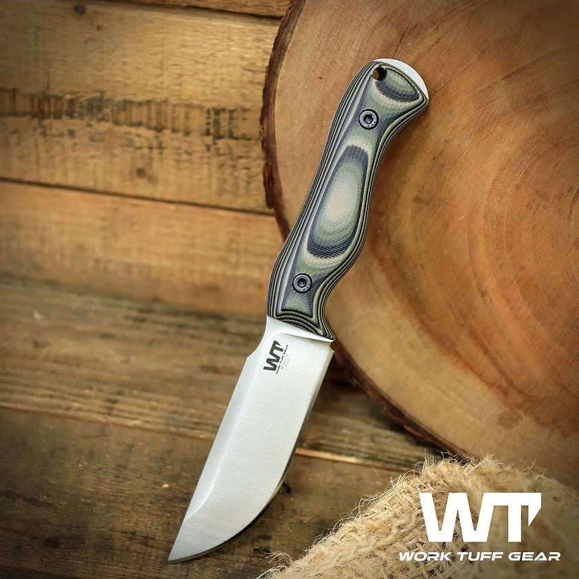 Work Tuff Gear Nomad Bushcrafter (K329) Jungle camo Gator Grip Satin finish sabre grind 3
