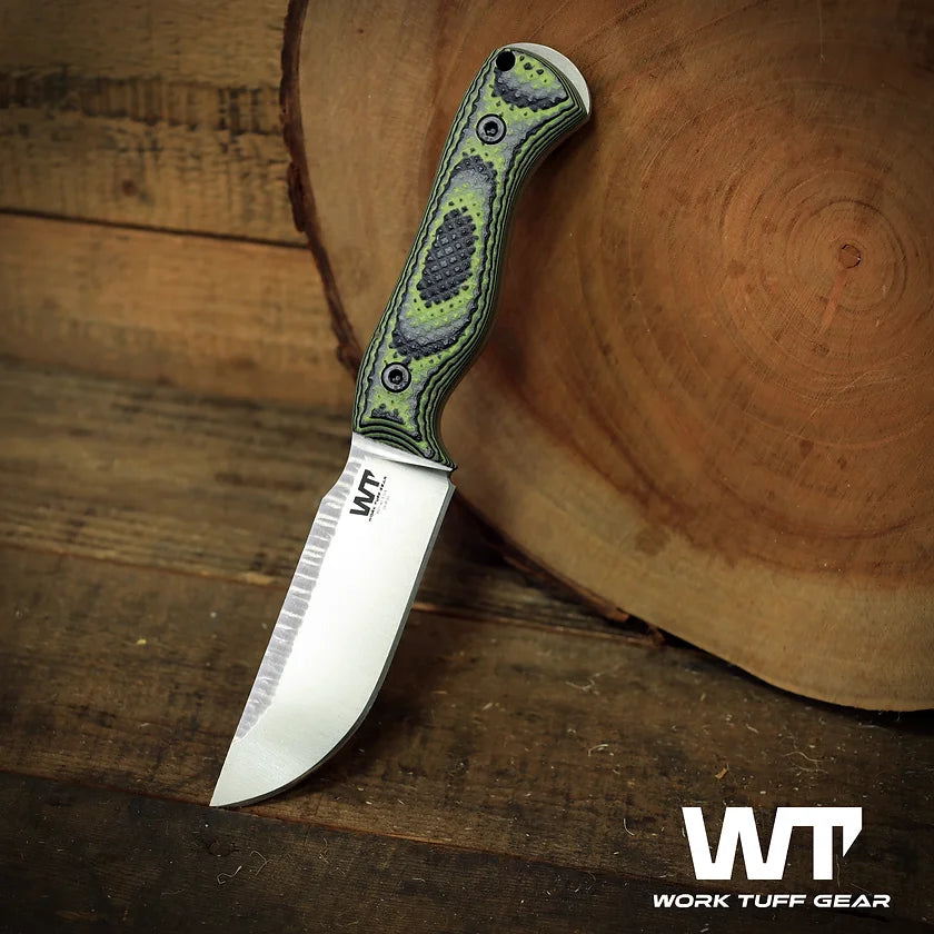 Work Tuff Gear Nomad Bushcrafter (K329) /Sabre grind/Rugged finish/Zombie Green Gator Grip – knifeaddict