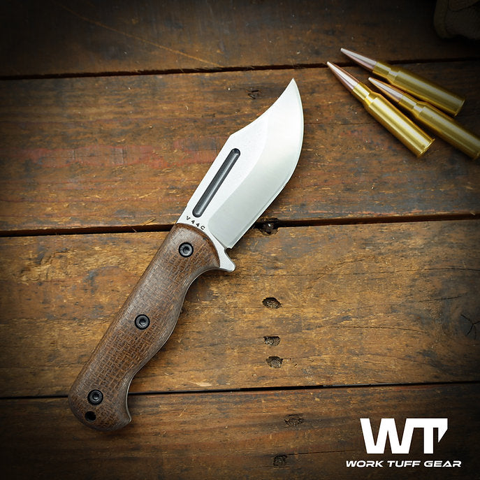 Work Tuff Gear V44C (K329) Satin, Brown Burlap Canvas Micarta 1