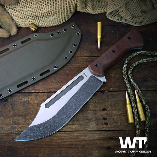 Work Tuff Gear V44B (SK85) Two Tone-Dark Washed & Satin, Canvas Micarta Grip 1