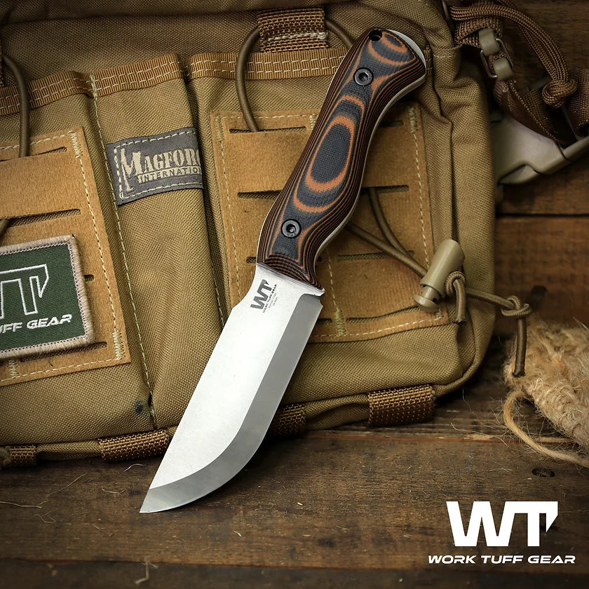Work Tuff Gear Nomad Bushcrafter (K329) /Scandi grind/Stone Washed/Tiger Camo with White Liner 4
