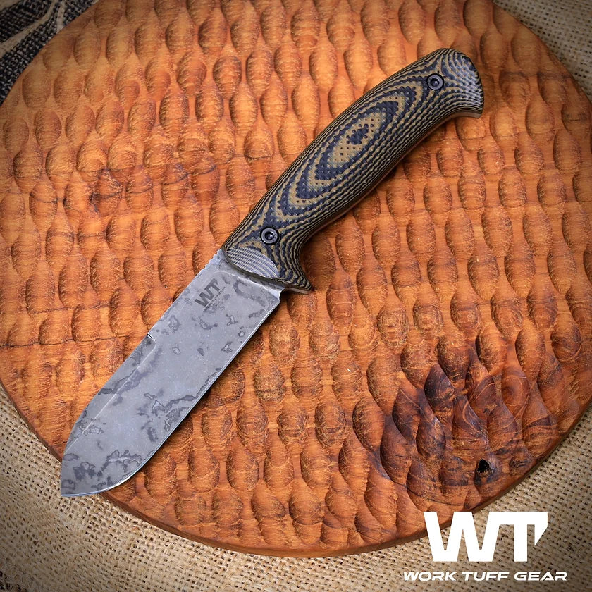 Work Tuff Gear UniHart-SK85-(APO washed)/Tiger Camo Grip/Black Kydex Sheath 2