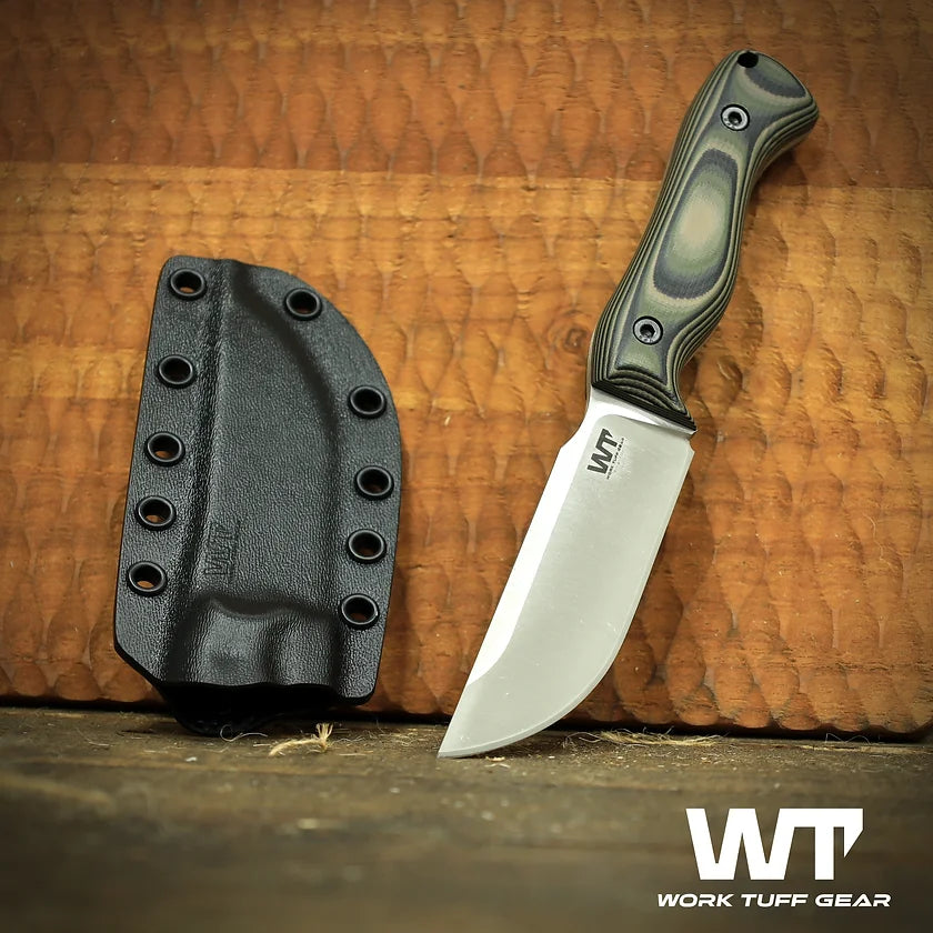 Work Tuff Gear Nomad Bushcrafter (K329) Jungle camo Gator Grip Satin finish sabre grind 6
