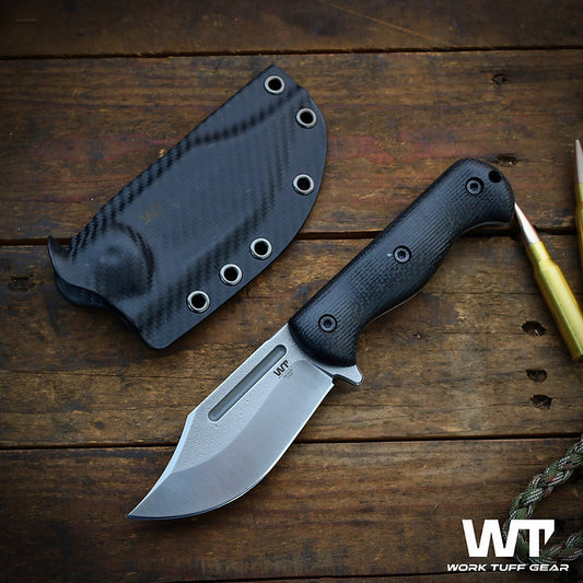 Work Tuff Gear V44C (K329) Satin, Black Burlap Micarta