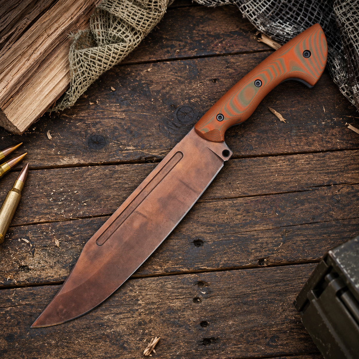 Work Tuff Gear PWB-9-NC (SK85), Vintage Copper, Hunter Orange Camo G10 - Special Edition 1