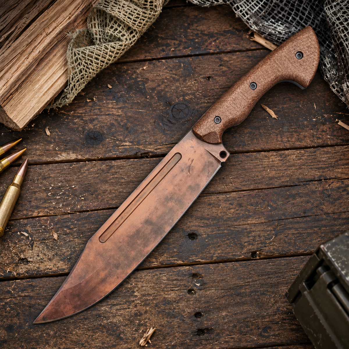 Work Tuff Gear PWB-9-NC (SK85), Vintage Copper, Brown Burlap Micarta - Special Edition 1