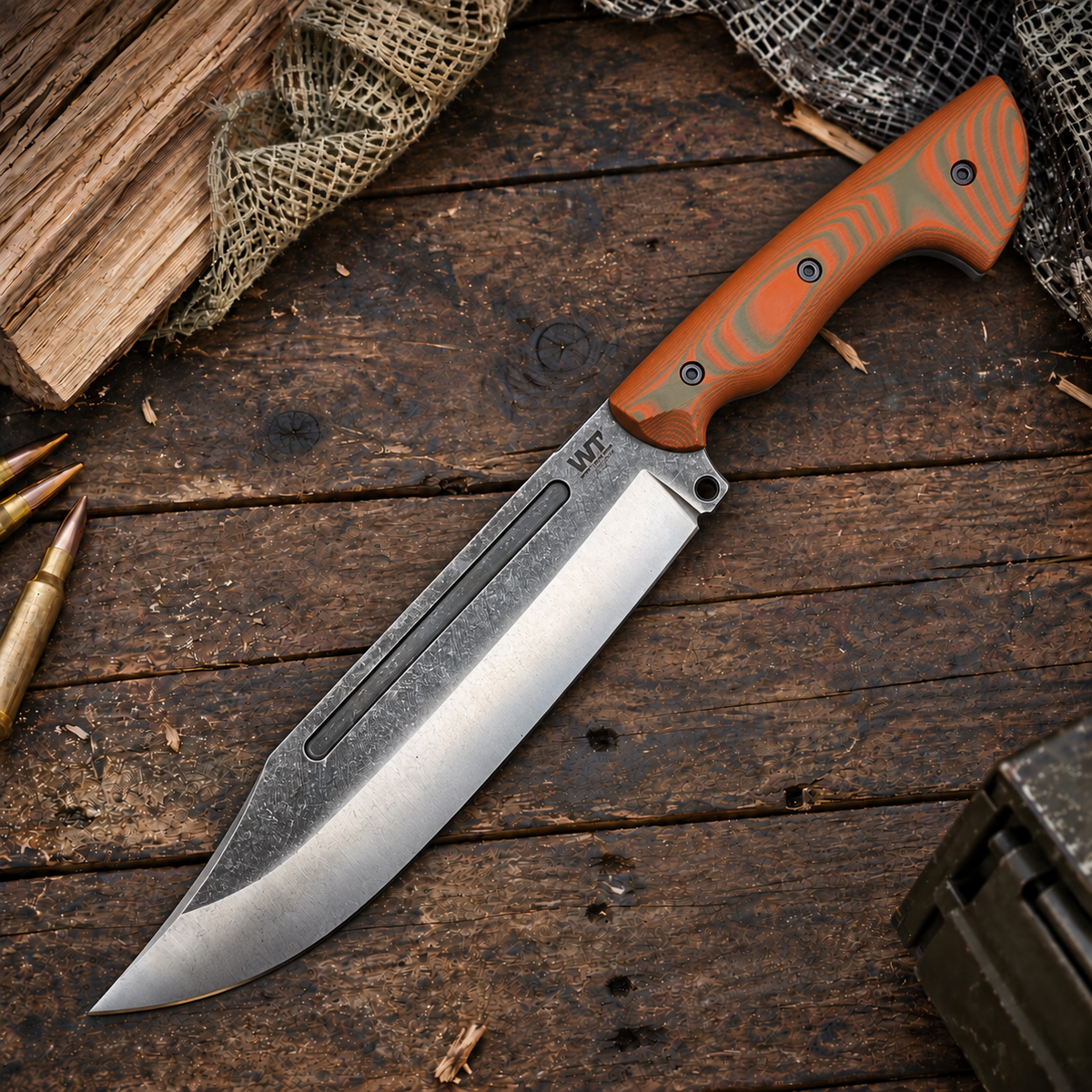 Work Tuff Gear PWB-9-NC (SK85), Natural Washed, Hunter Orange Camo G10 - Special Edition 1