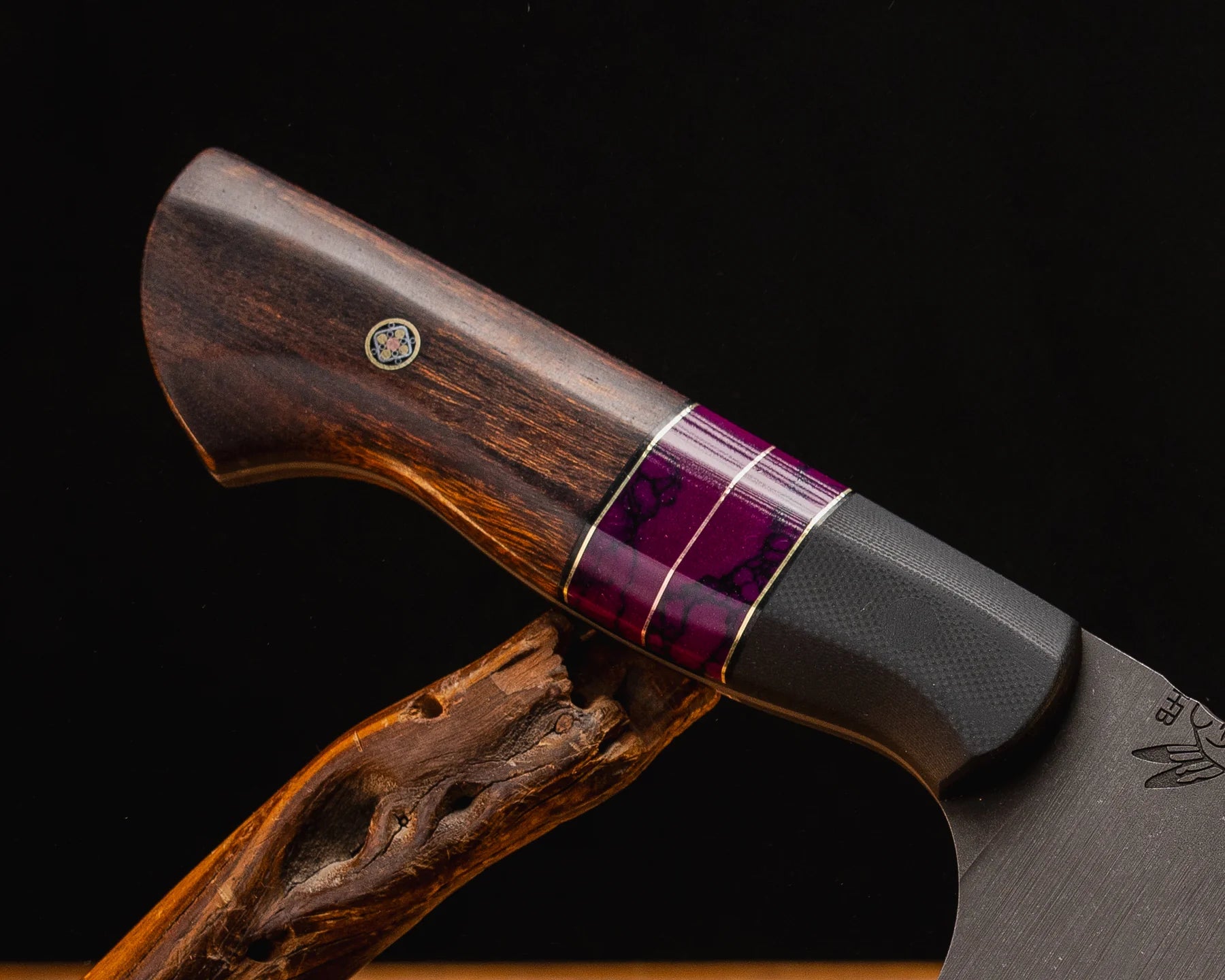 Half Face Blades Chef Set - Black G10, Sugi Tru-stone Split, Desert Ironwood 2