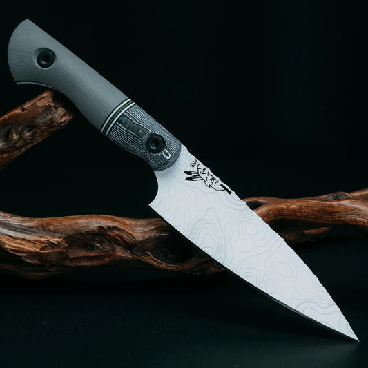 Half Face Blades Steak Knife Set (4 piece)- White Storm FAT Carbon, Grey G10 1