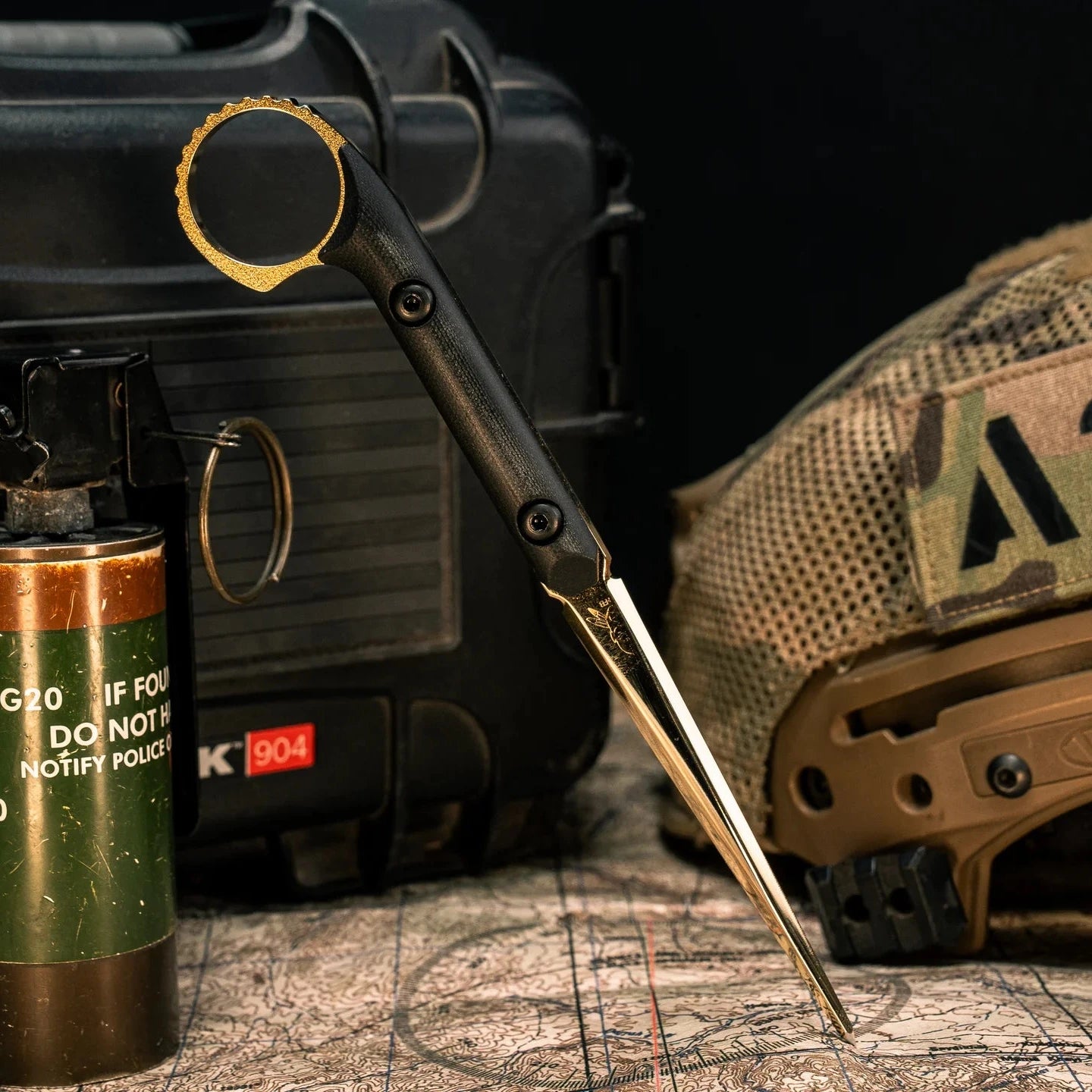 Half Face Blades Ring Cardiac Spike 24K Gold Plated 1