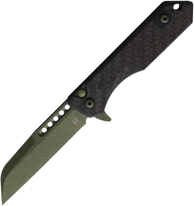 Heretic Knives Jinn Button Lock Green Carbon Fiber 1