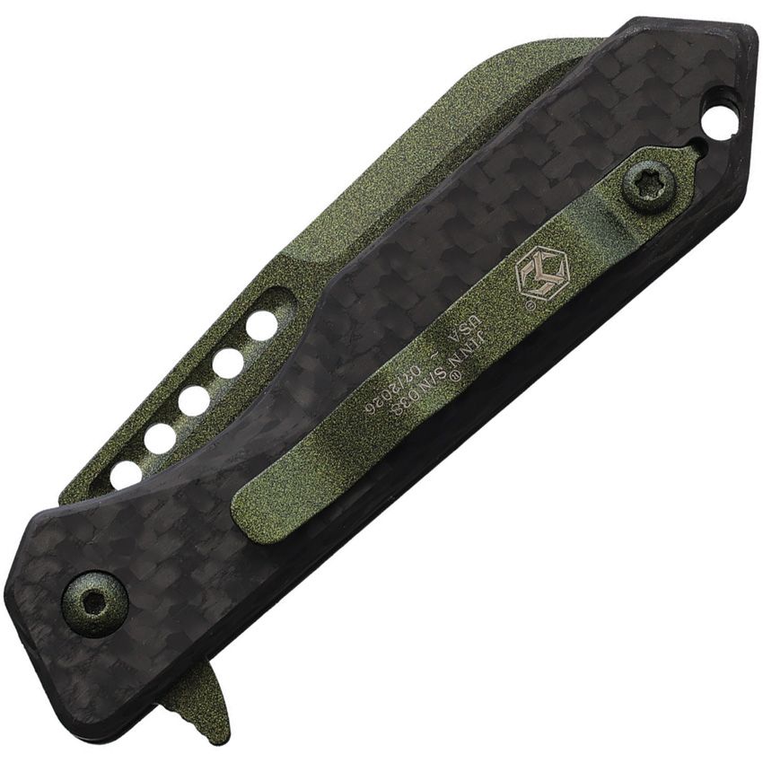 Heretic Knives Jinn Button Lock Green Carbon Fiber 2