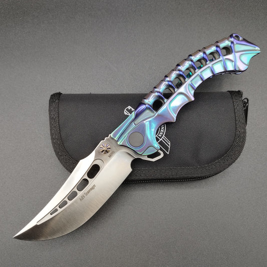 ADV Tactical Scavenger Integral Titanium Handle Purple and blue 1