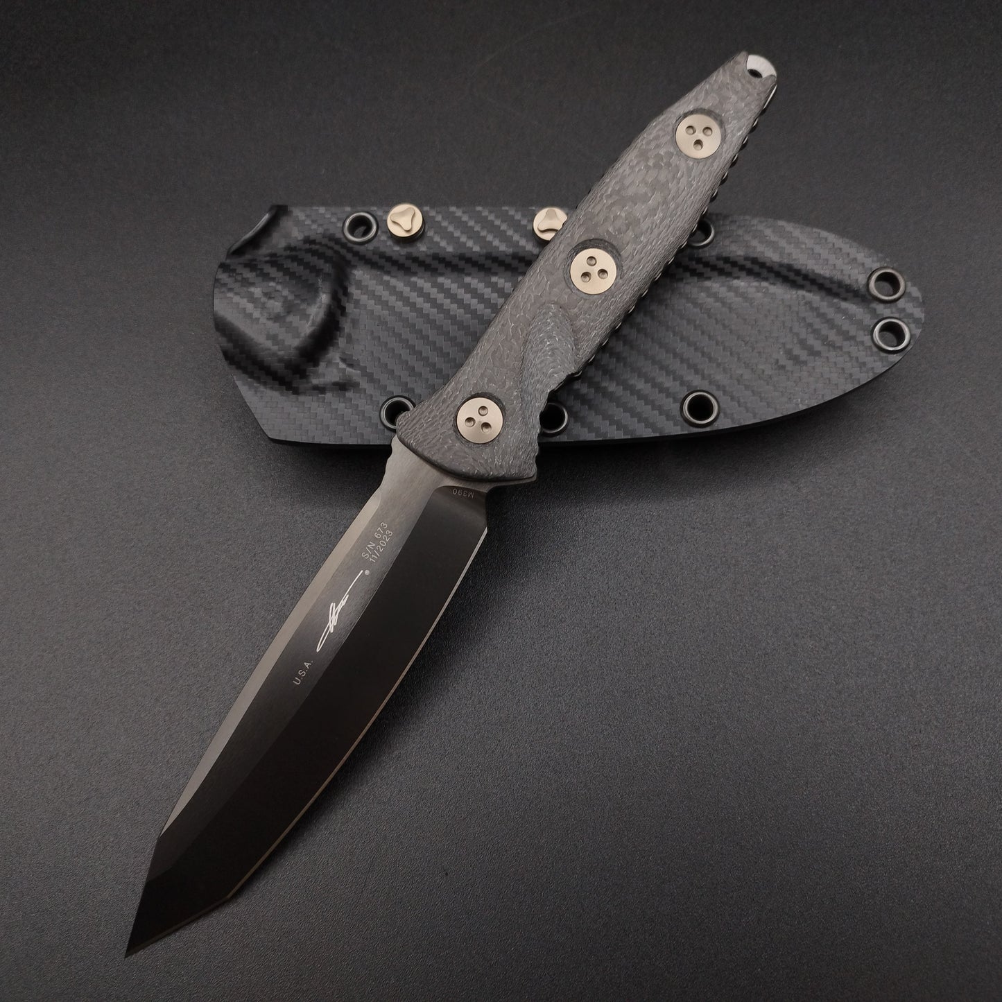 Microtech Knives Socom Alpha T/E Black DLC CF carbon fiber 1