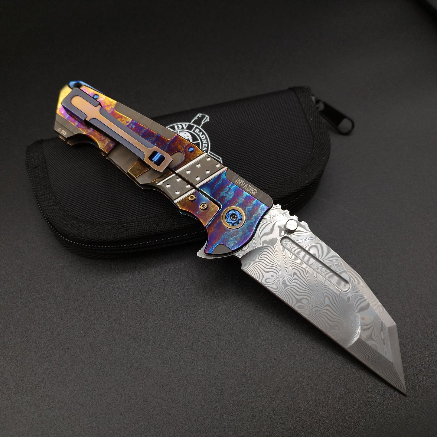 ADV Invader Custom, Acid rain finish, Damast Klinge - Damascus