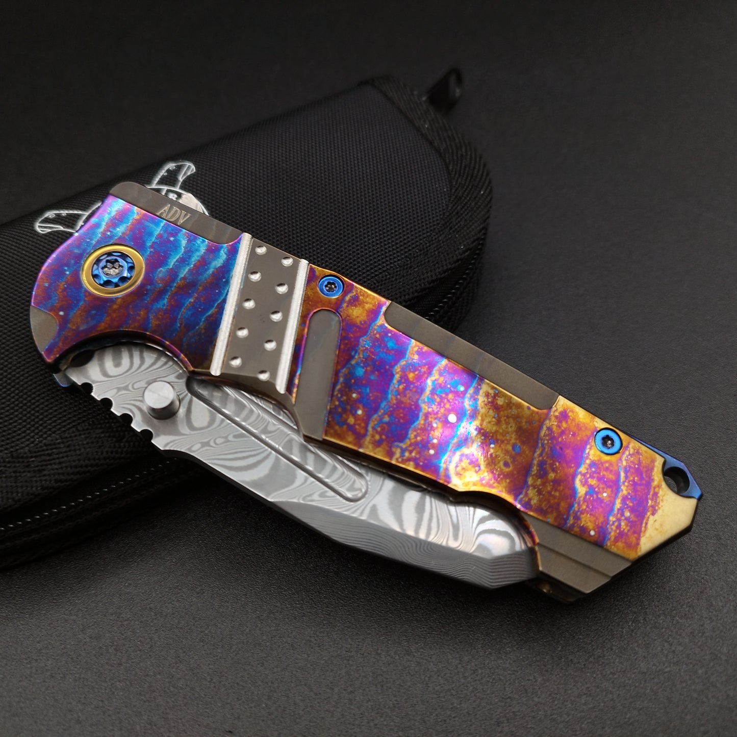 ADV Invader Custom, Acid rain finish, Damast Klinge - Damascus