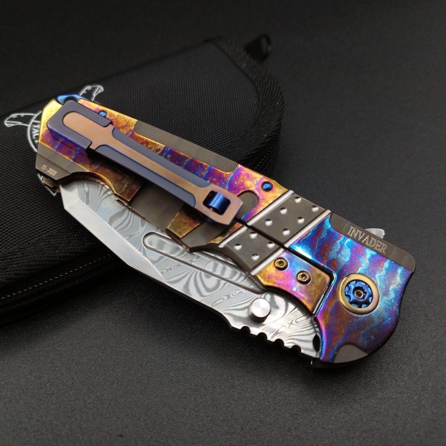 ADV Invader Custom, Acid rain finish, Damascus blade