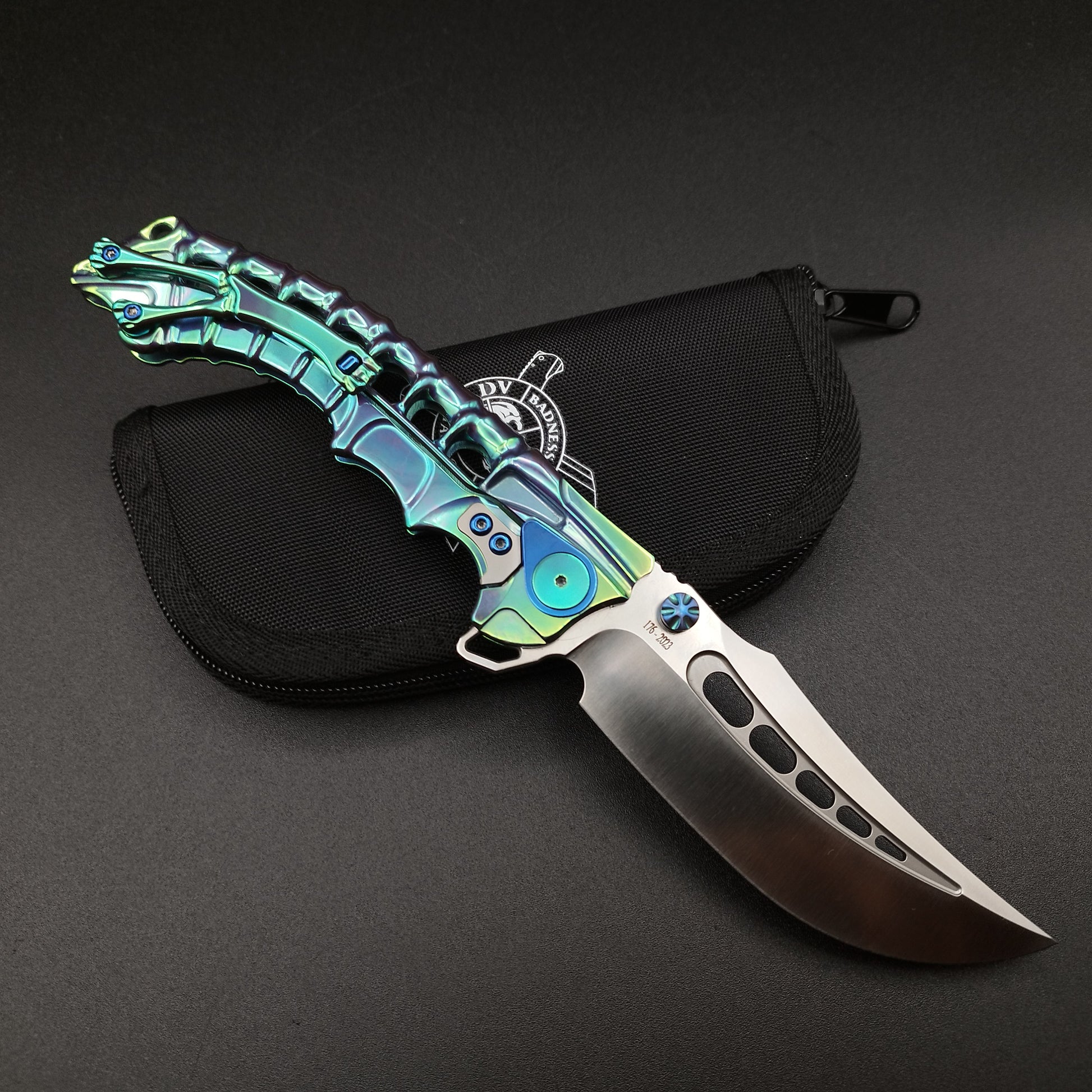 ADV Scavenger, Integral Titanium Handle, Purple and Green 2