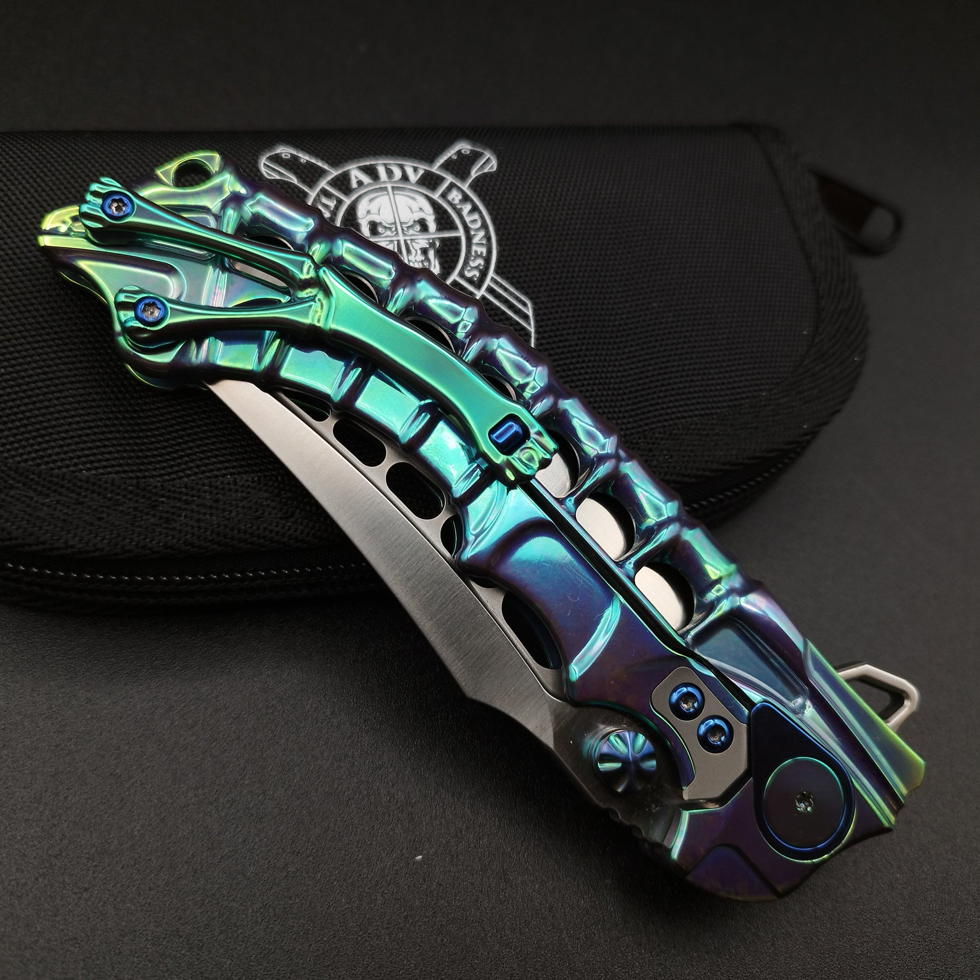 ADV Scavenger, Integral Titanium Handle, Purple and Green 4