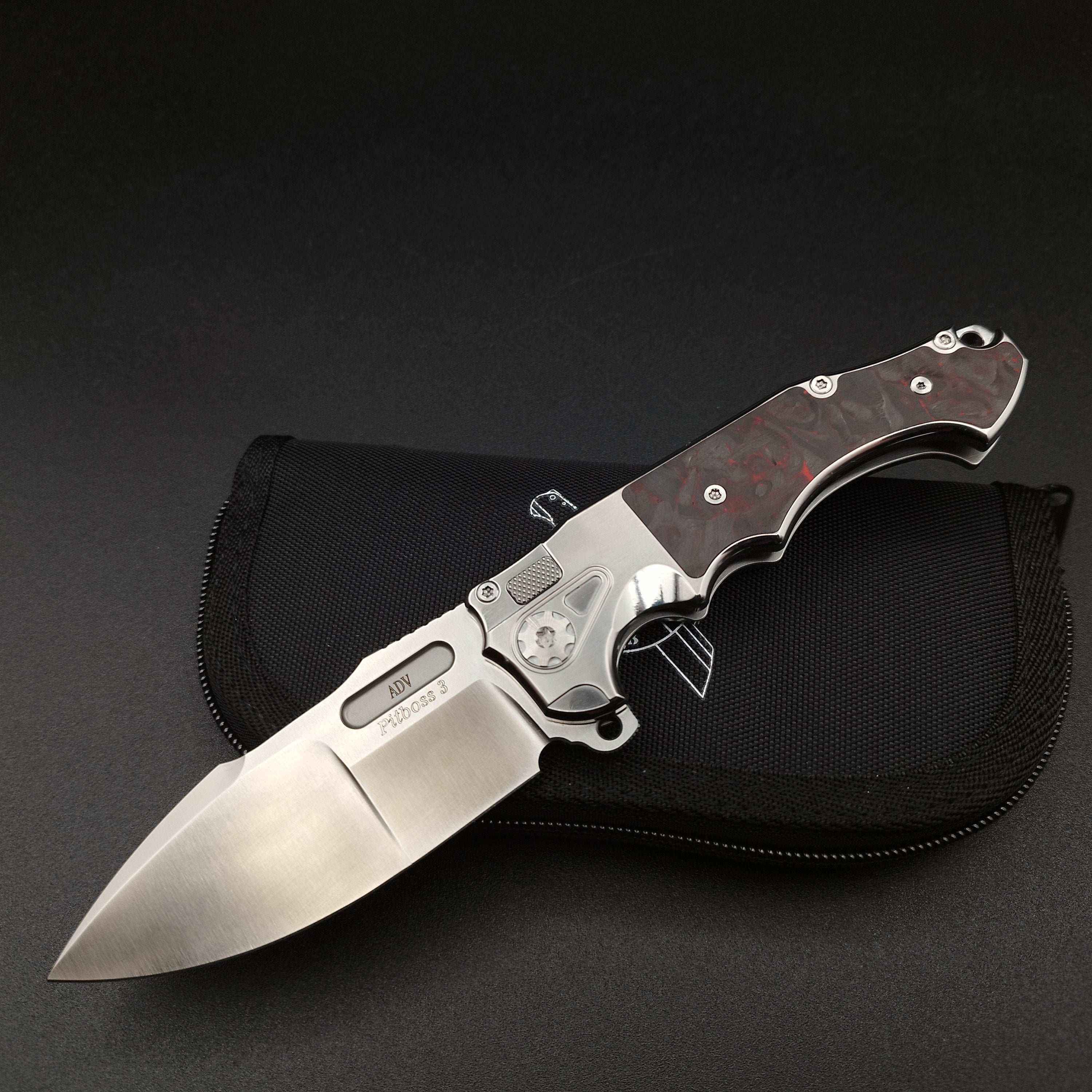 ADV Mini Pitboss 3 Titanium redc carbon tactical EDC – knifeaddict