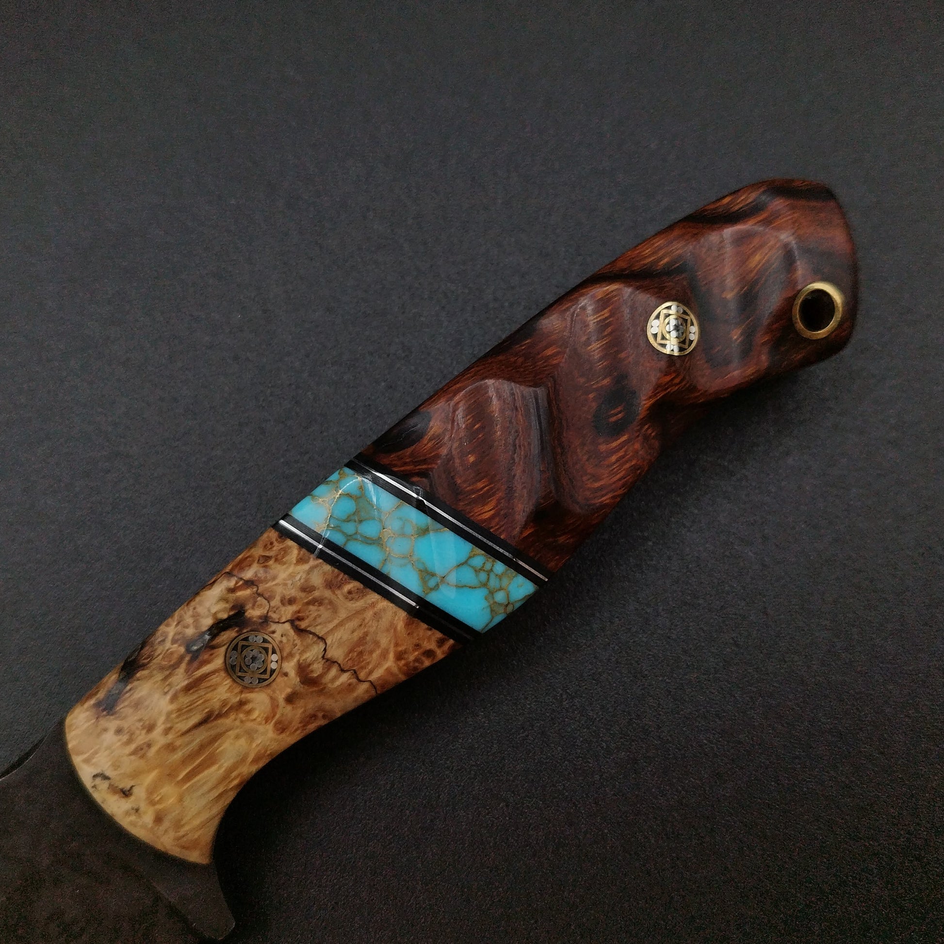 Sea Sick Blades Fieldcraft Maple Burl, Gold Webbed Turquoise 5