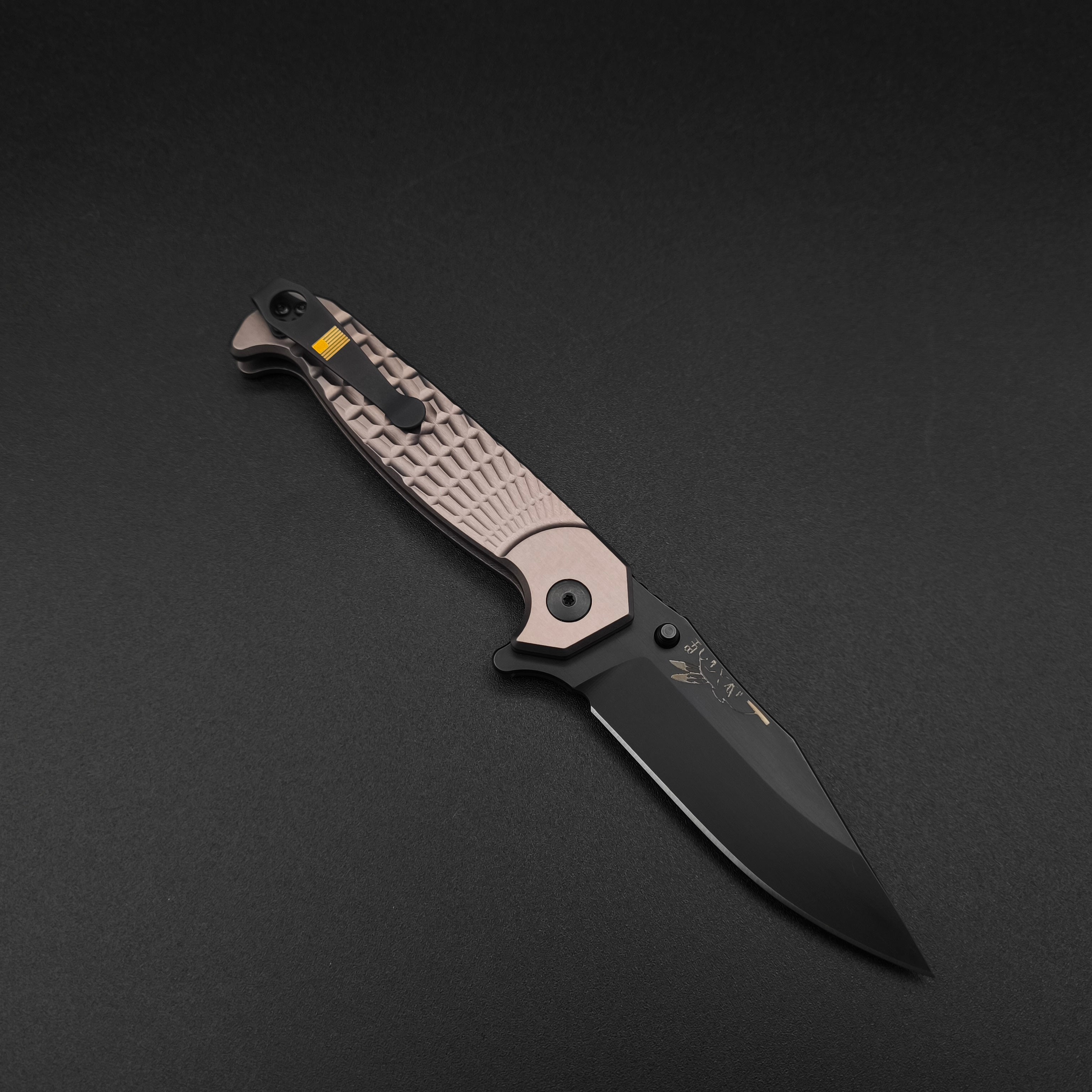 Half Face Blades Crow Folder, Grey, nitride black blade EDC folder ...