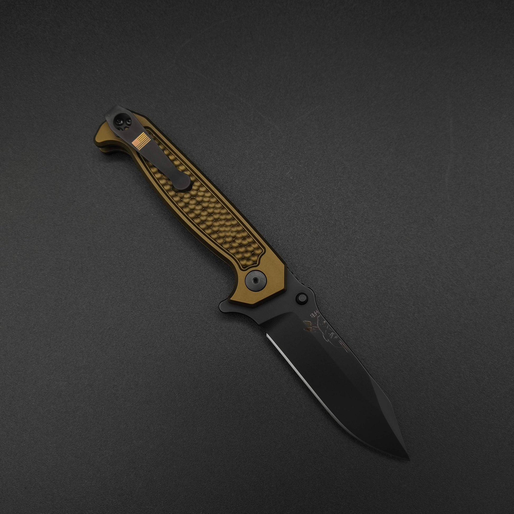 Half Face Blades Disaster Folder, Anodized OD Green, nitride black blade 1