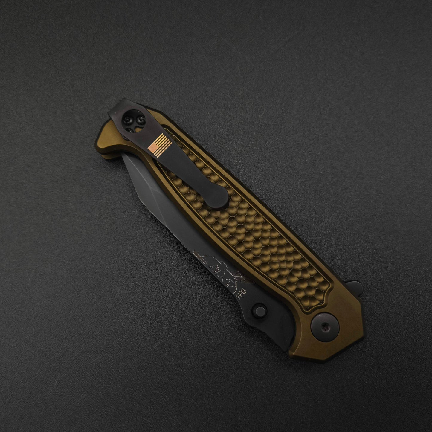 Half Face Blades Disaster Folder, Anodized OD Green, nitride black blade 4