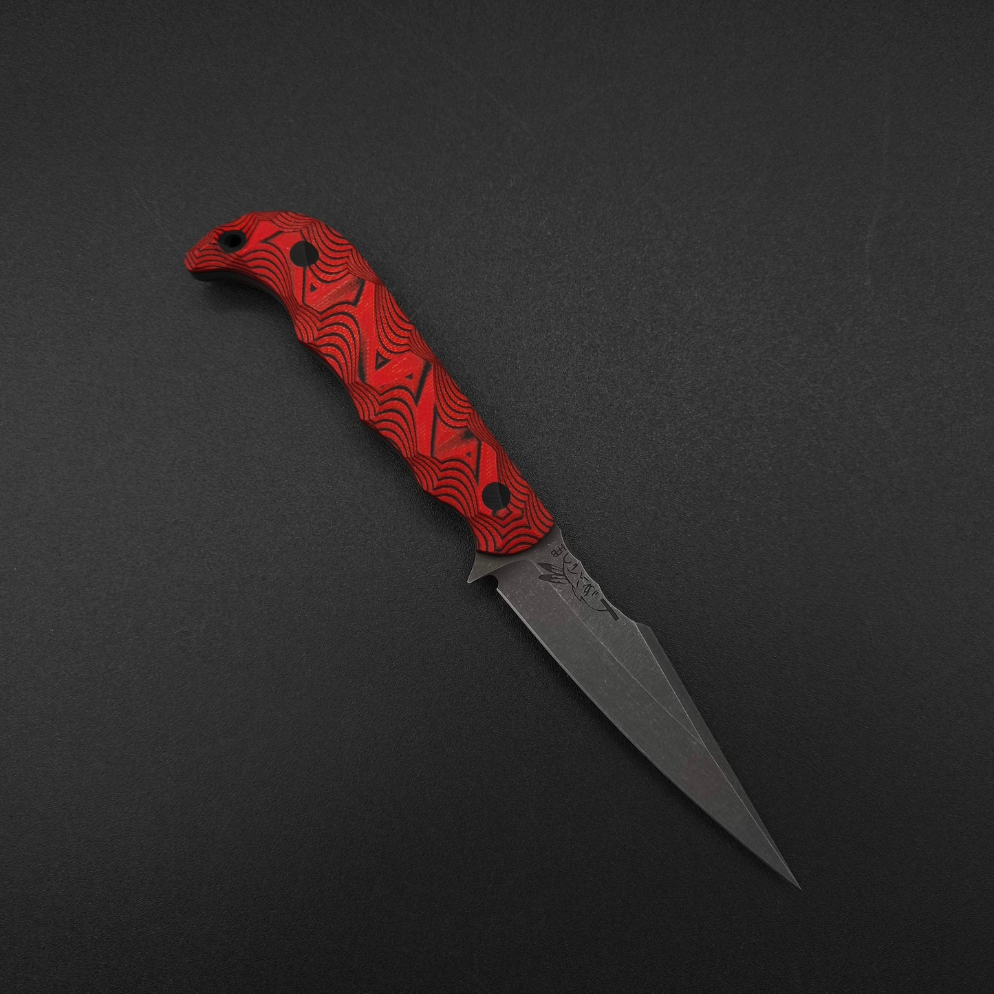 Half Face Blades Senator Red and black layered G10, stonewashed 1