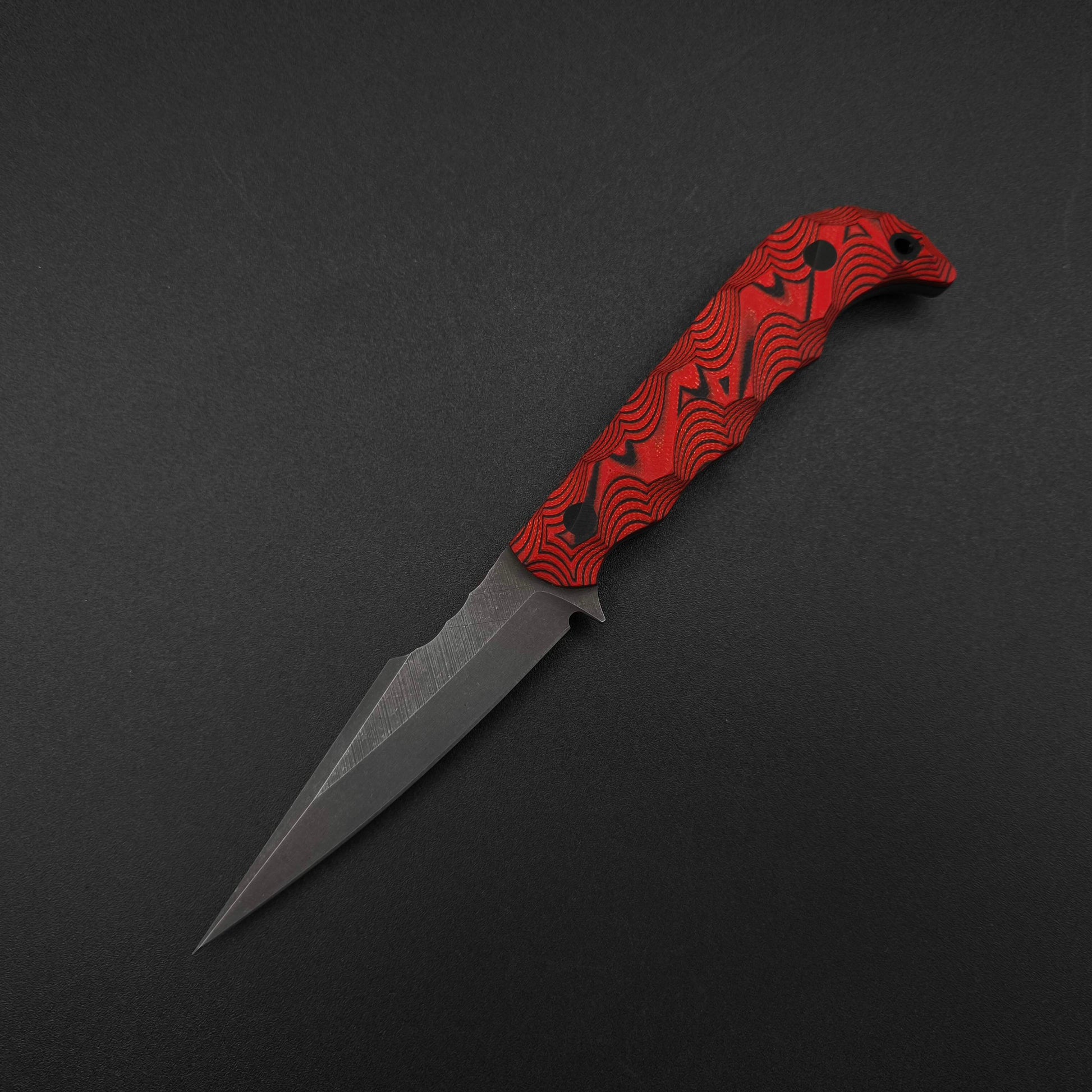 Half Face Blades Senator Red and black layered G10, stonewashed 2
