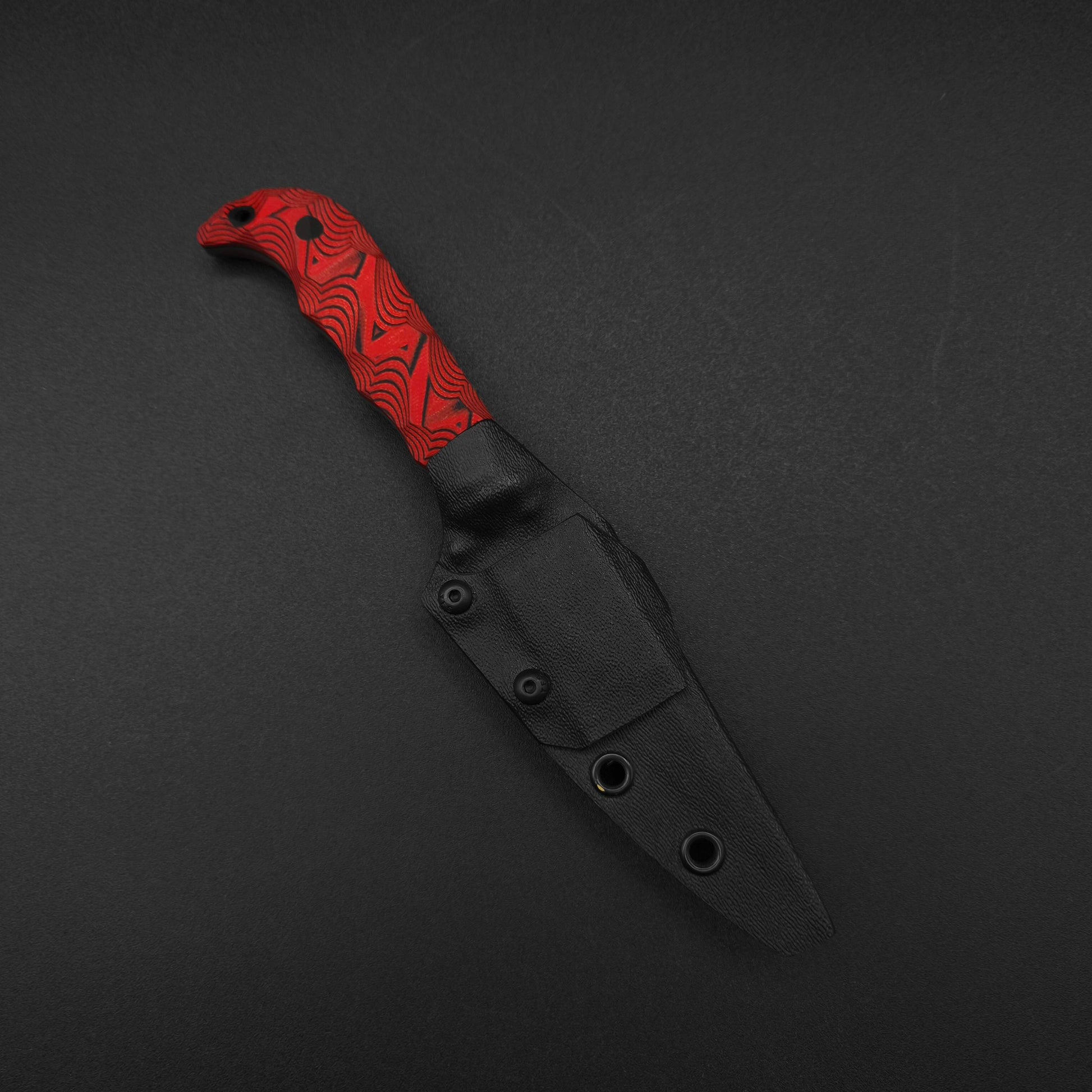 Half Face Blades Senator Red and black layered G10, stonewashed 4