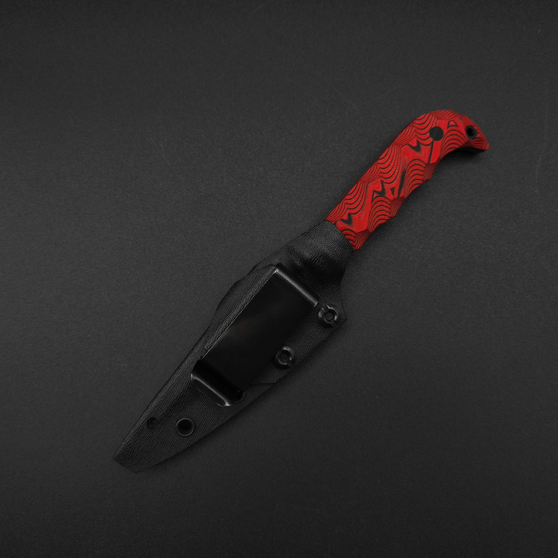 Half Face Blades Senator Red and black layered G10, stonewashed 5