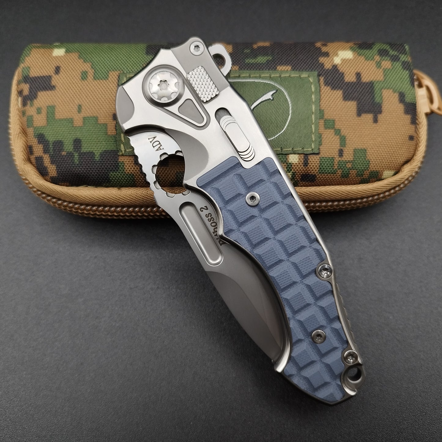 ADV Pitboss 2 Satin Blue Frag Titanium CPM S35VN