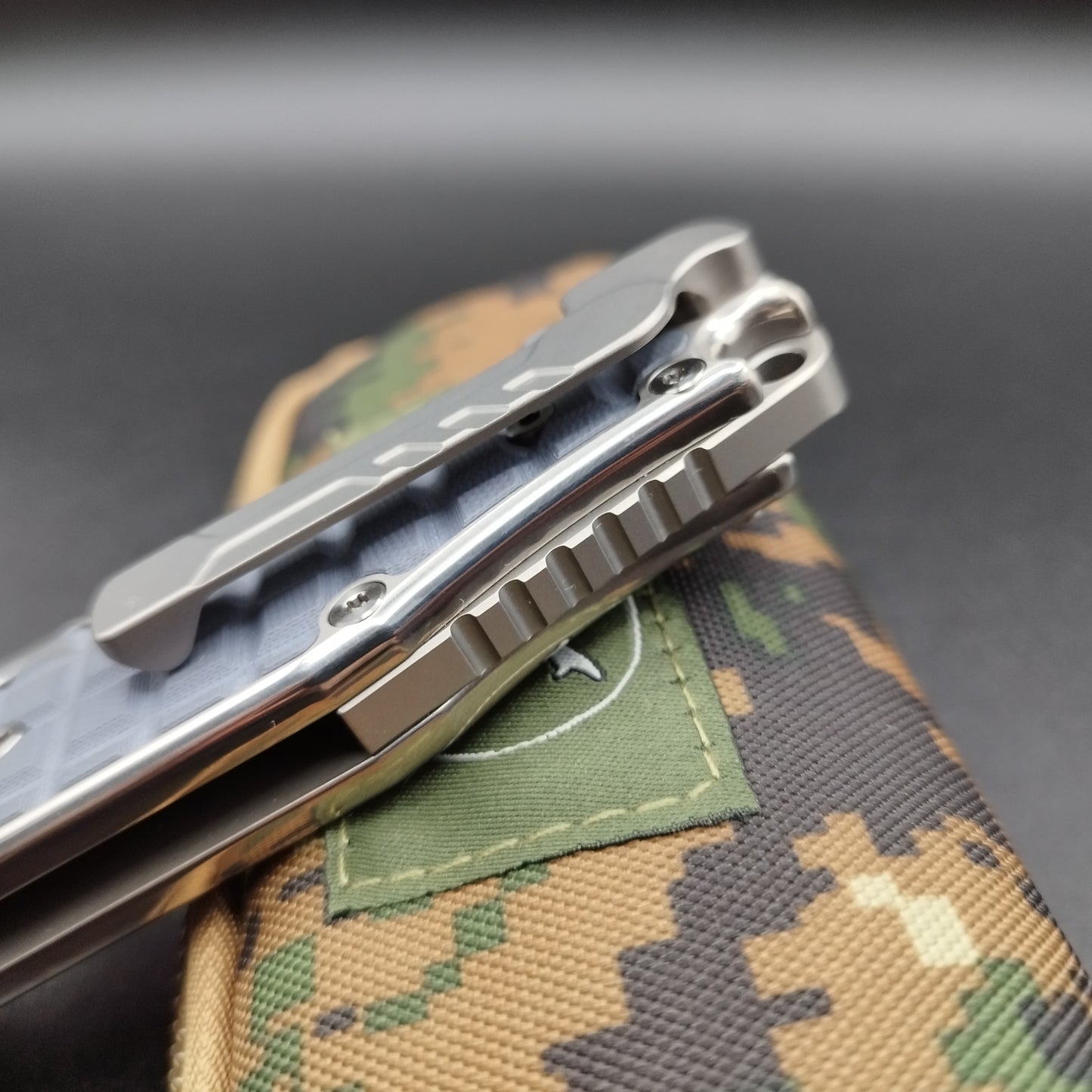 ADV Pitboss 2 Satin Blue Frag Titanium CPM S35VN