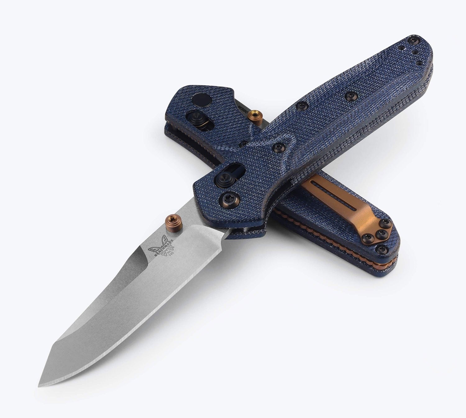 Benchmade Blue Benchmade 945-04 Mini Osborne, Blue Denim Micarta EDC Pocket Folding ...