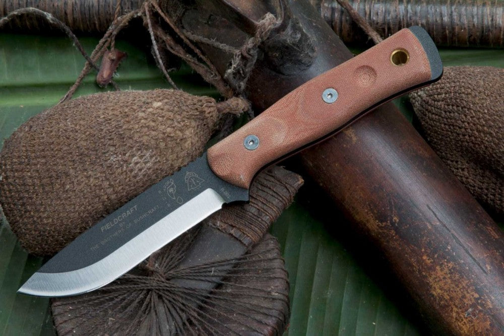 TOPS Fieldcraft BOB Hunter Rocky Mountain BROS-01 micarta, 1095, modified Scandi grind blade 8