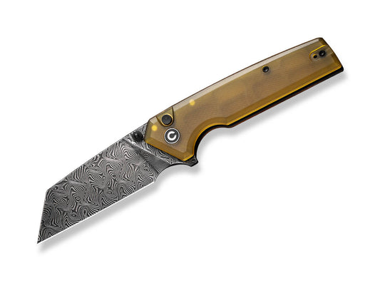 CIVIVI Knives - Amirite 4 Reverse Tanto Ultem Amber Damascus 1