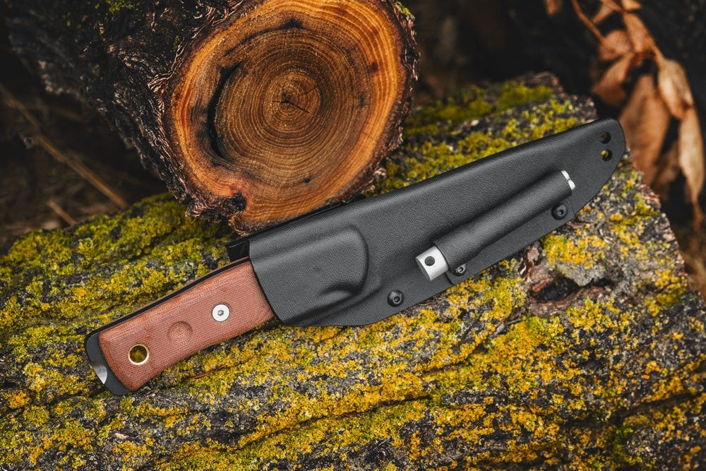 TOPS Fieldcraft BOB Hunter Rocky Mountain BROS-01 micarta, 1095, modified Scandi grind blade 7