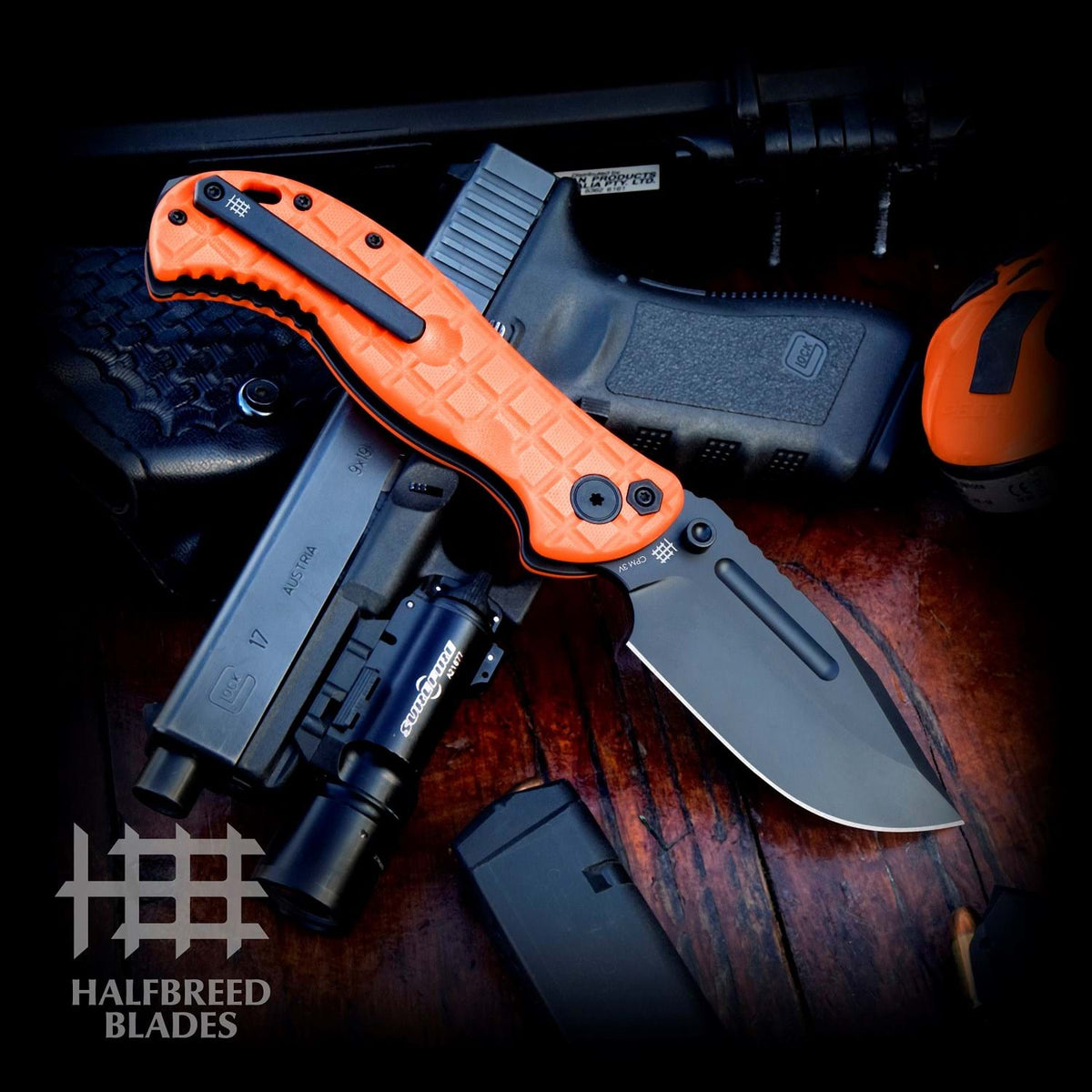 Halfbreed Blades LBF-01 Large Bush Folder Gen-2 Hi-Viz Orange Folder ...