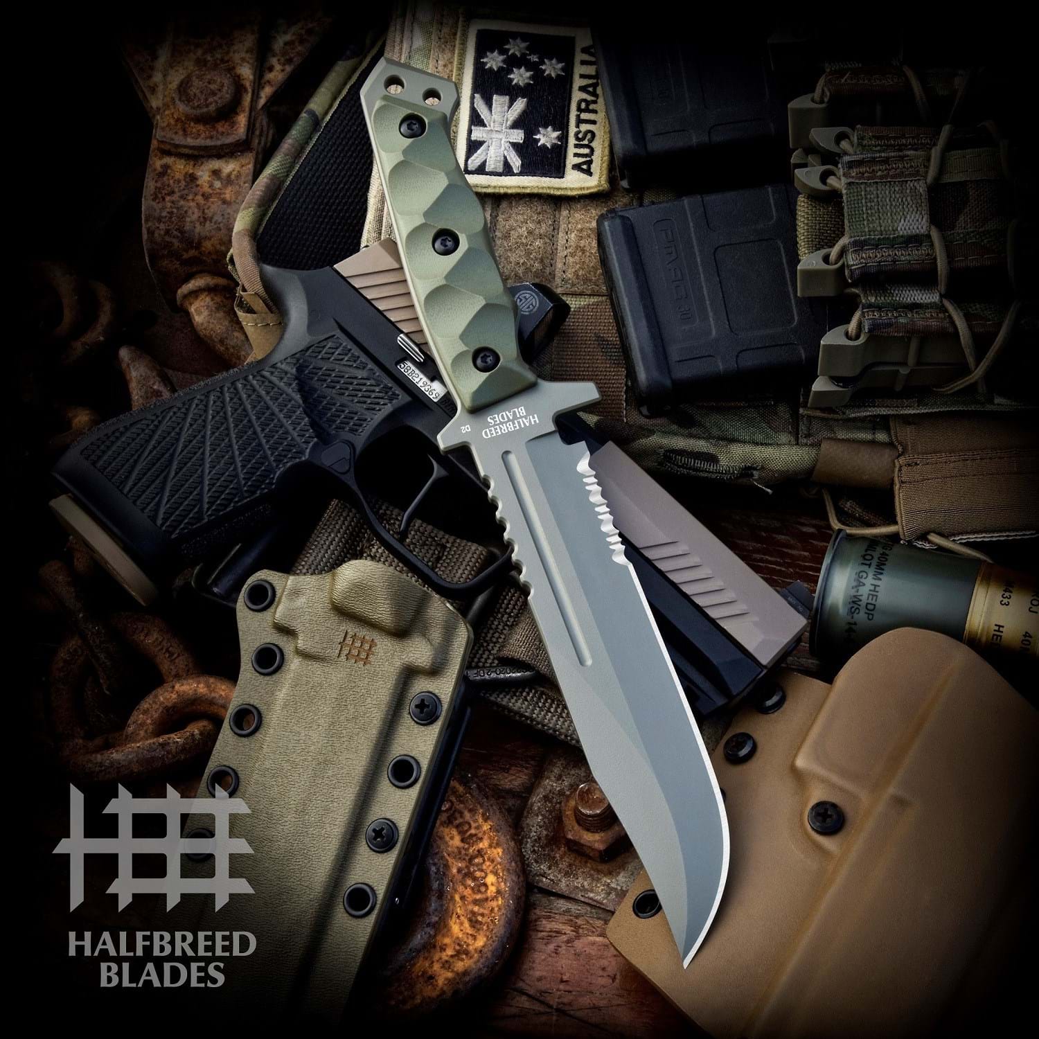 Halfbreed Blades LIK 01 Gen 2 Messer Large Infantry Knife Ranger Green Halfbreed Blades LIK 01 Gen 2 Messer Large Infantry Knife Ranger Green
