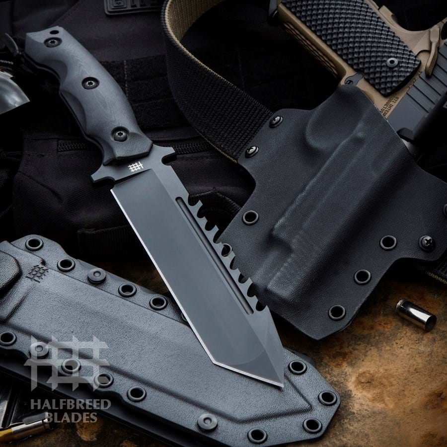 Halfbreed Blades LSK-02 Black Large Survival Knife Tanto Point