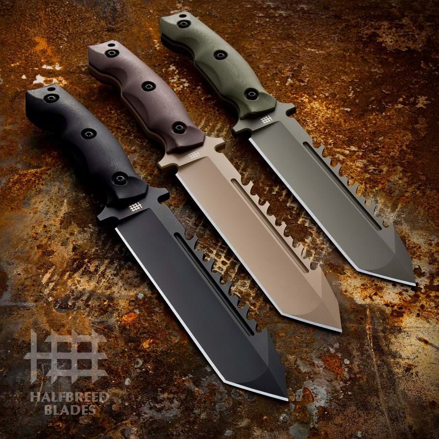Halfbreed Blades LSK-02 Black Large Survival Knife Tanto Point