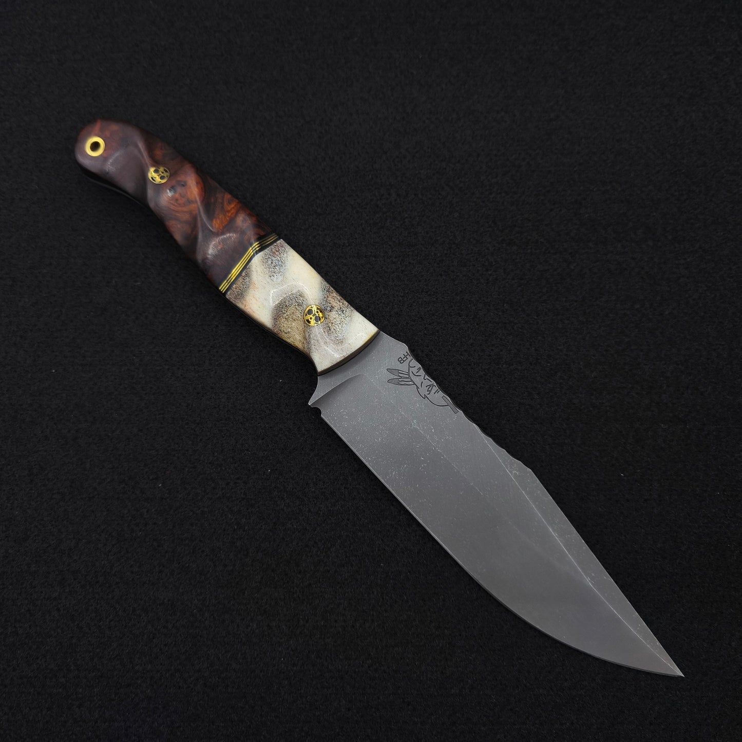 Half Face Blades Crow Scout Drop Point, CO Elk Antler, Desert Ironwood 1