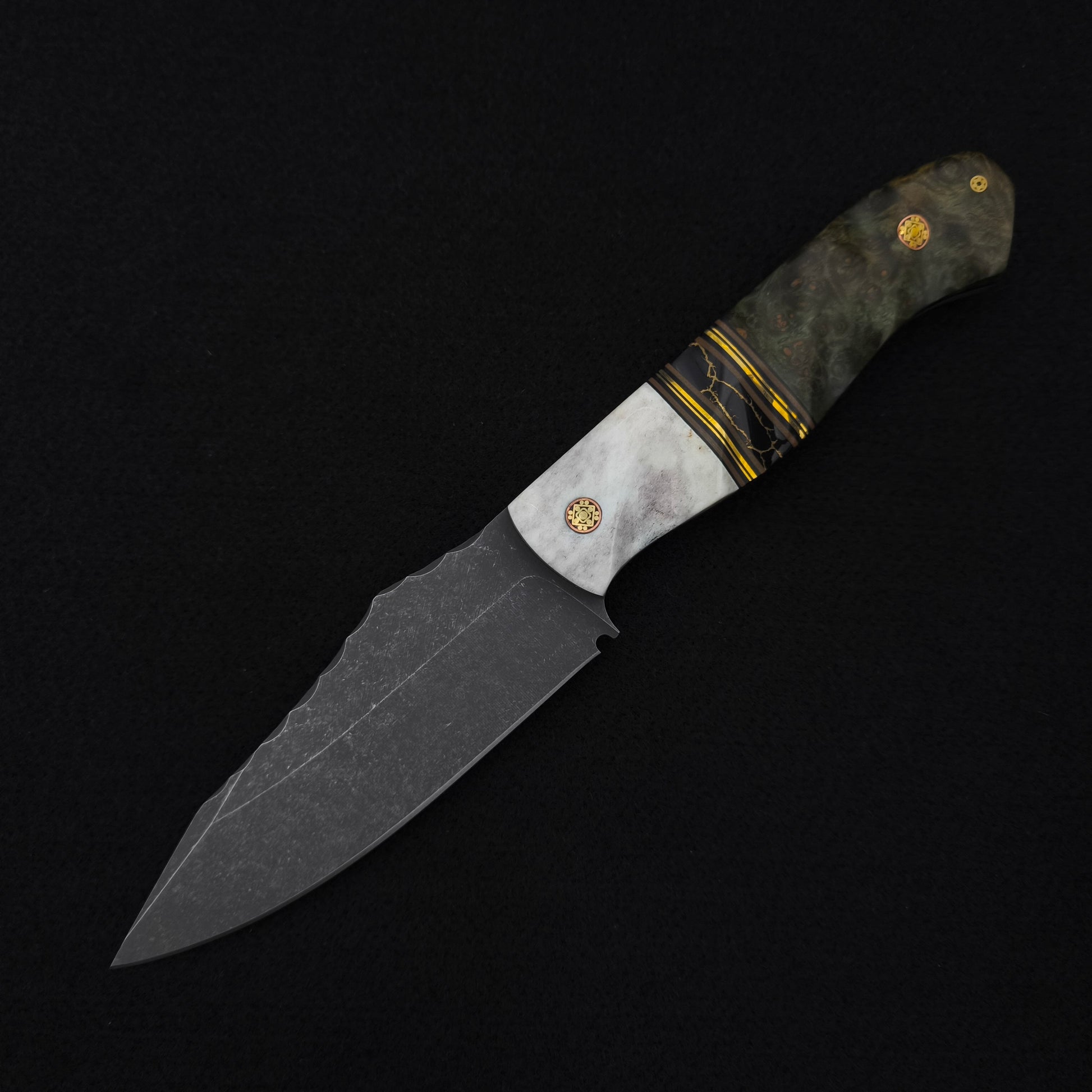 Half Face Blades Field Knife Elk Antler, Dyed Black Ash 2