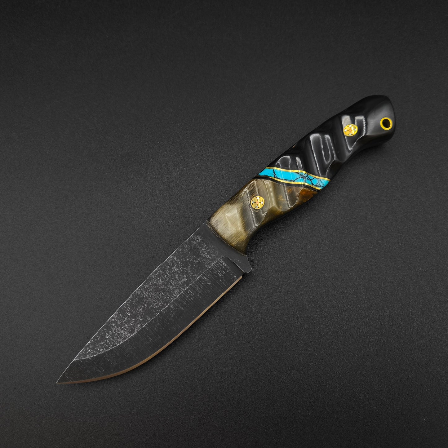Sea Sick Blades Fieldcraft Magnacut, Rams Horn, Turquoise, Buffalo Horn 2
