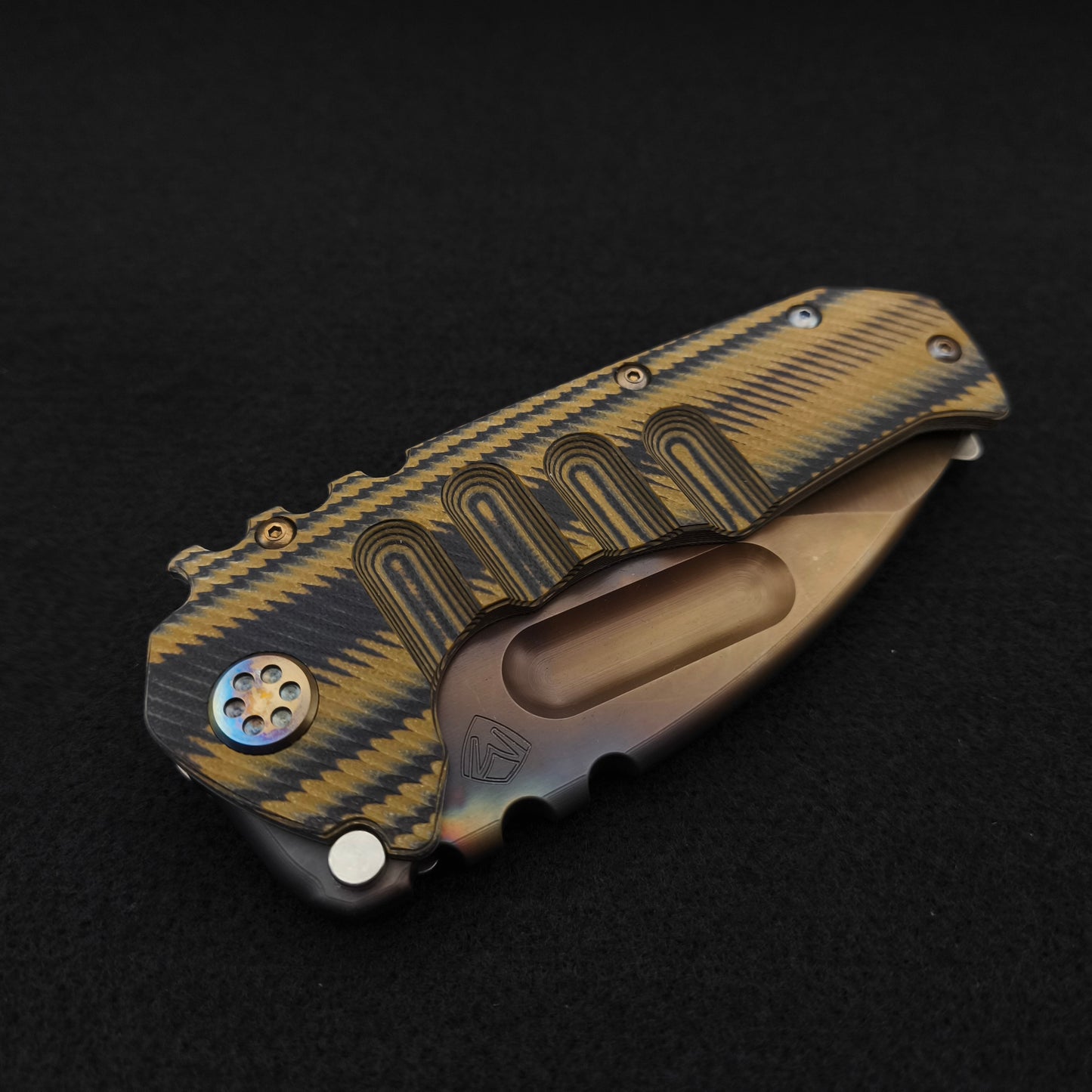 Medford Praetorian Ti-C Vulcan Drop Point, Black Tan Contoured G10 Titan 5