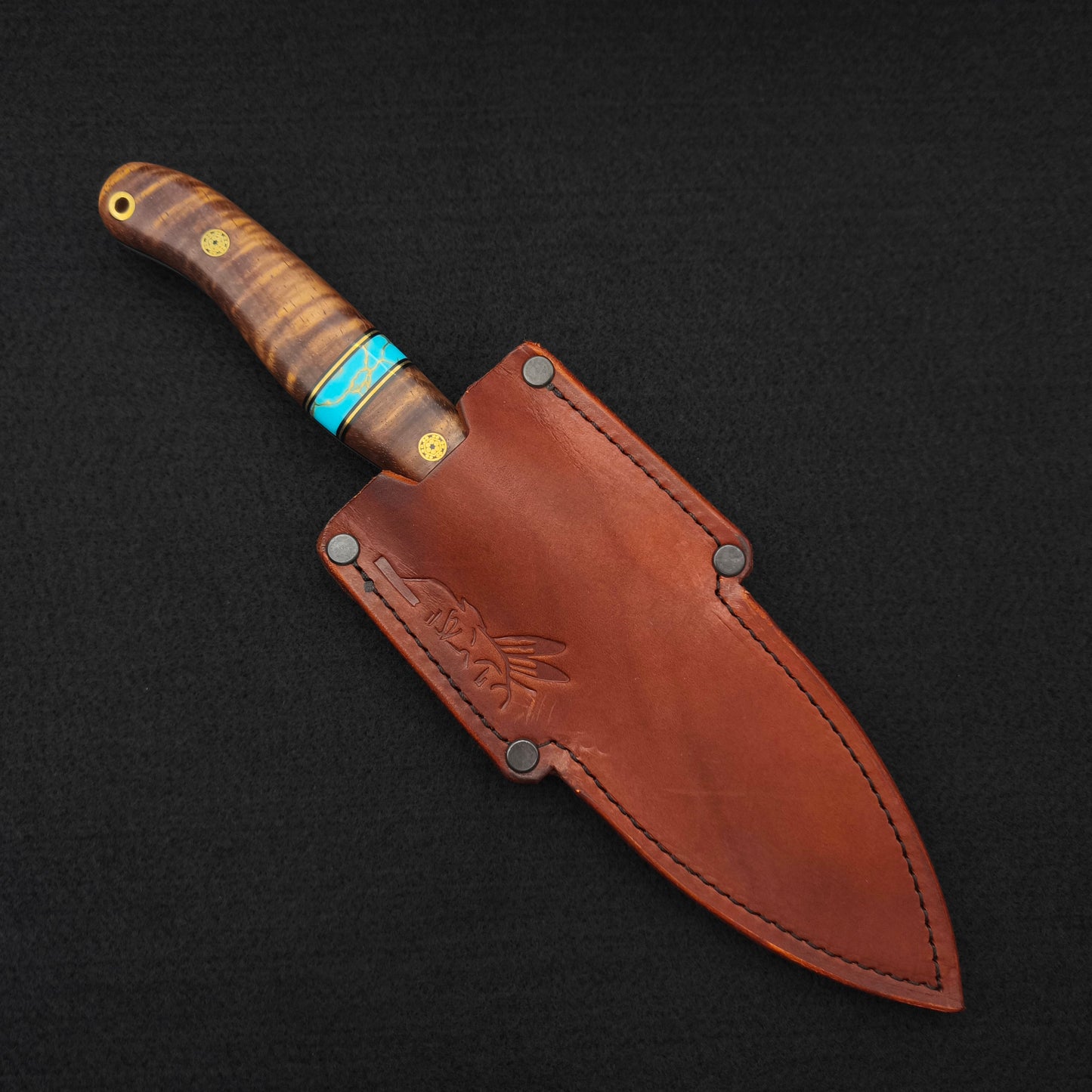 Half Face Blades Crow Scout Drop Point, Hawaiian Curly Koa 4